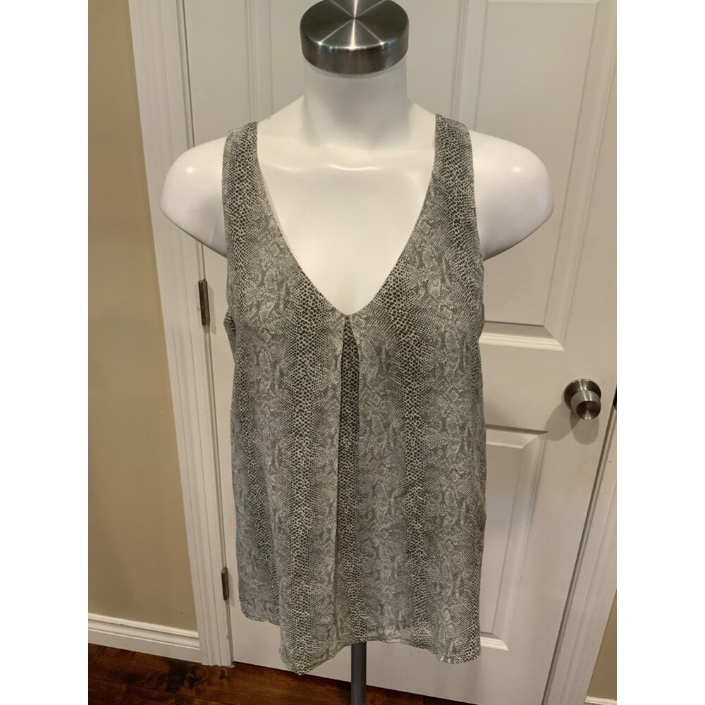 Joie Green & White Snakeskin, 100% Silk Tank Top, Size XS